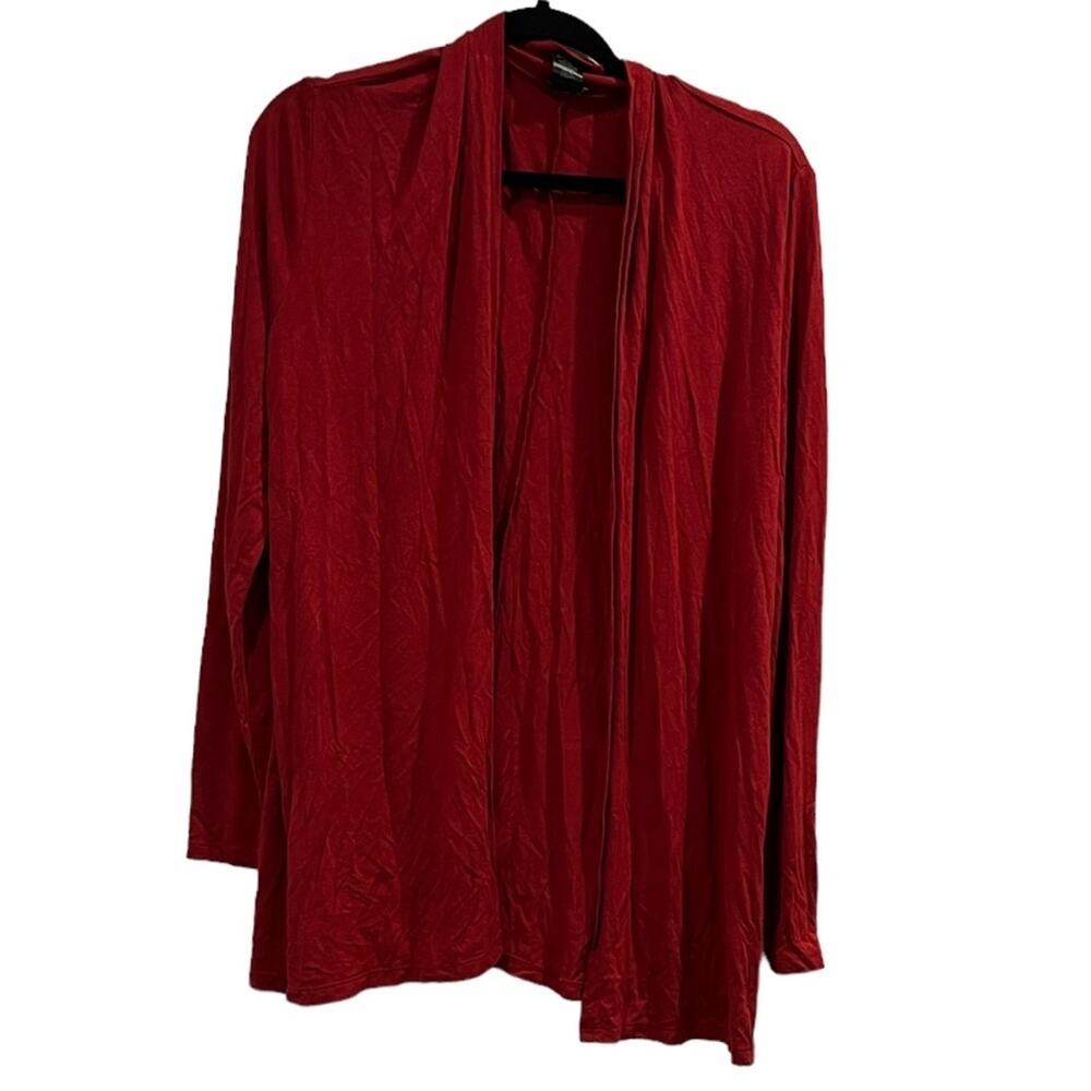 Ann Taylor Red Open Front Drape Cardigan Rayon Stretch Top M